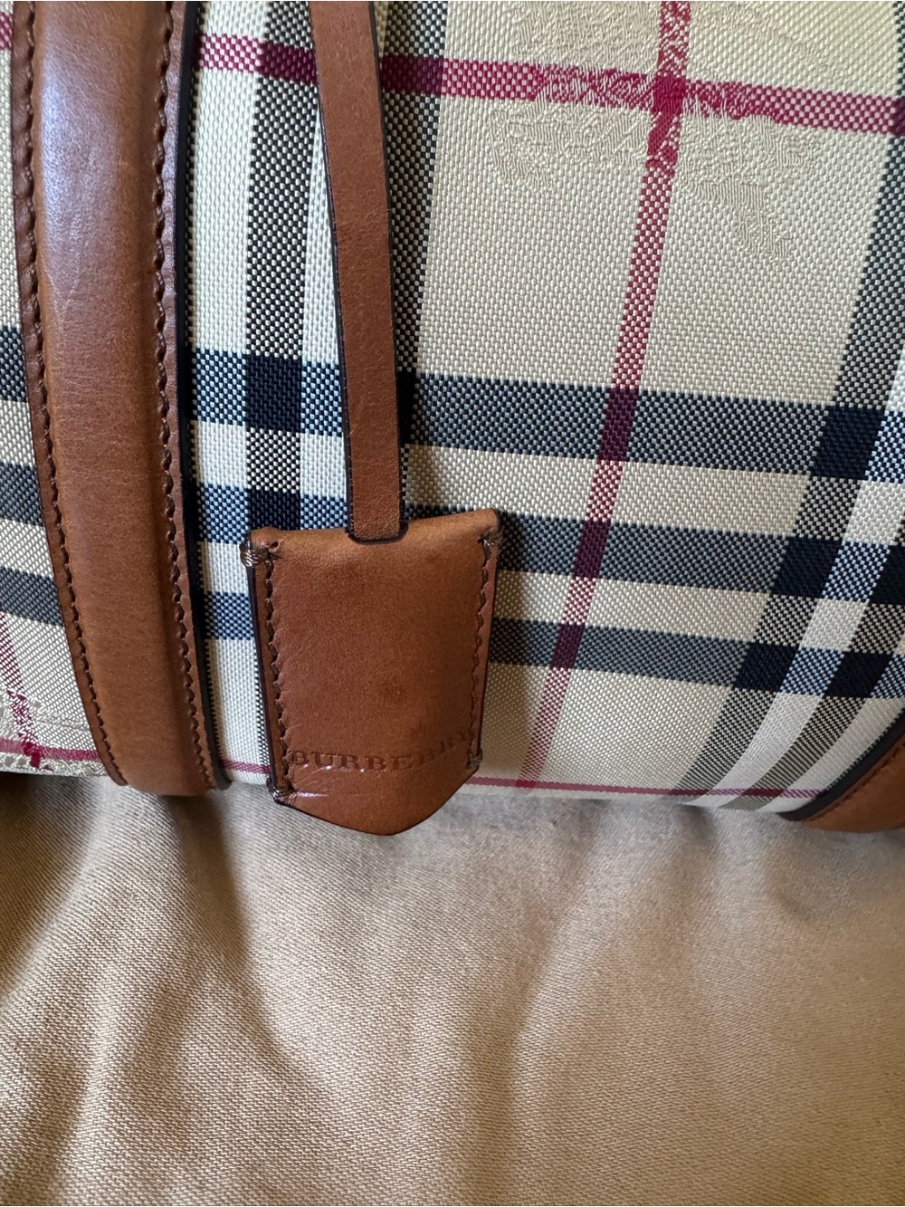 Burberry Check The Alchester Bag with Brown Leather Trim - Picture 7 of 14